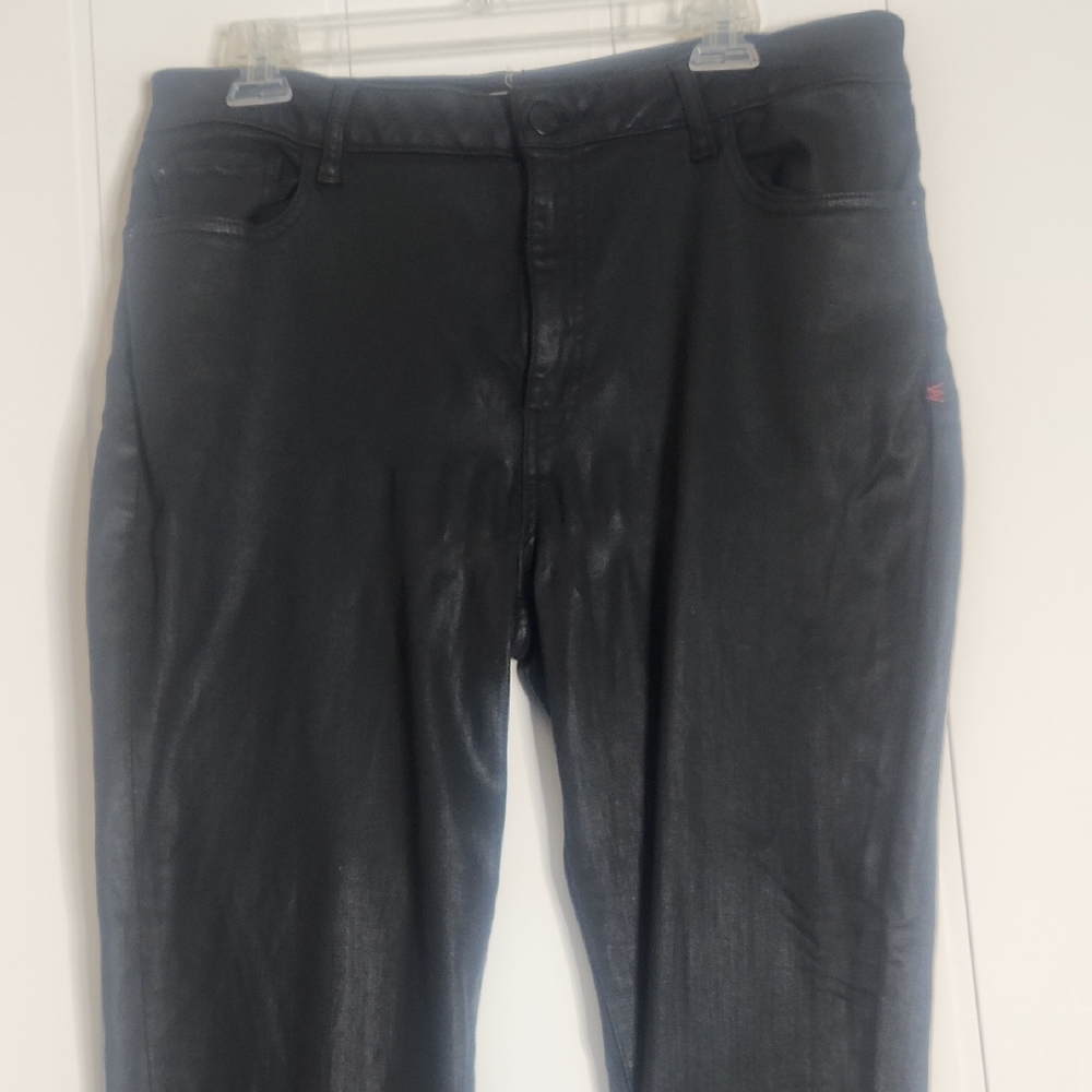Warp + Weft Women's Black Wax Coated Skinny Jeans